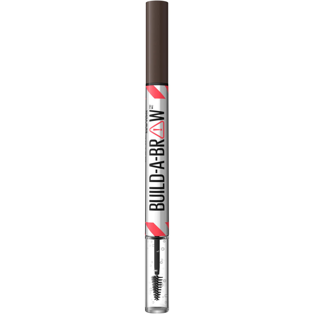 Maybelline Build-A-Brow inside makeup bag conveying travel-ready brow shaping convenience
