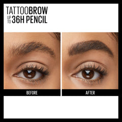 Maybelline brows before and after demonstrating fuller defined benefit