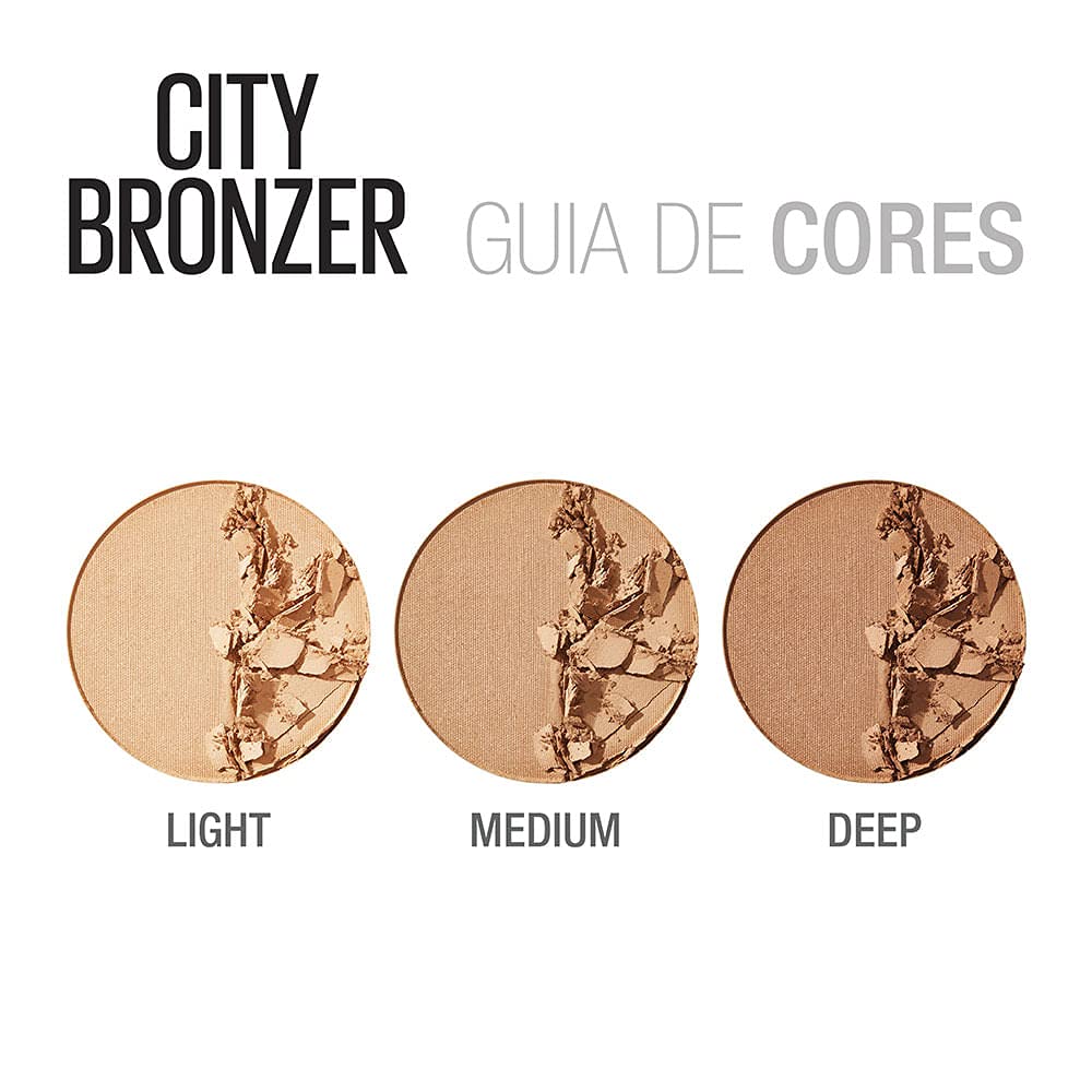 MAYBELLINE bronzer being applied to cheek showing contour definition benefit