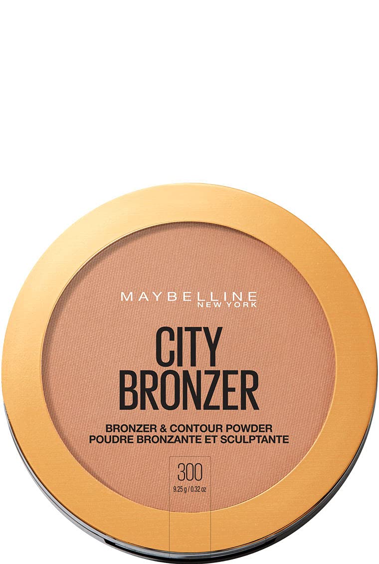 MAYBELLINE compact front view showing bronzer pan and packaging for easy identification and portability