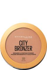 MAYBELLINE compact front view showing bronzer pan and packaging for easy identification and portability