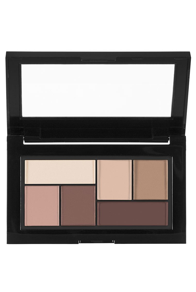 Maybelline City Mini opened to reveal six matte pans, offering versatile coordinated shades