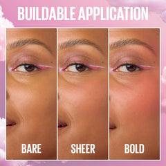 Maybelline Cloudtopia layered on lips to show dual-use color payoff and comfort
