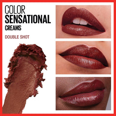 Maybelline close-up of lipstick texture highlighting creamy formula and hydrating finish