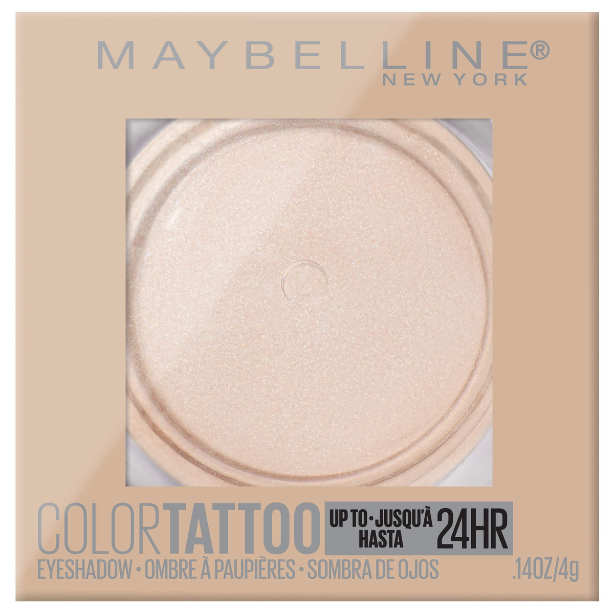 MAYBELLINE front-facing pot showing compact packaging and quick-access benefit