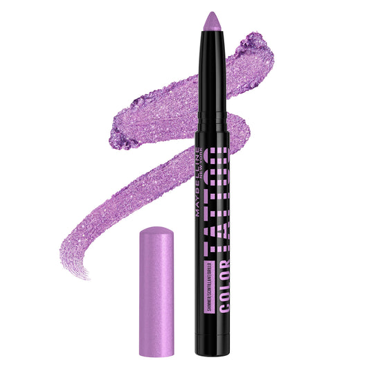 MAYBELLINE front packaging showing purple shimmer shade and benefit longwear