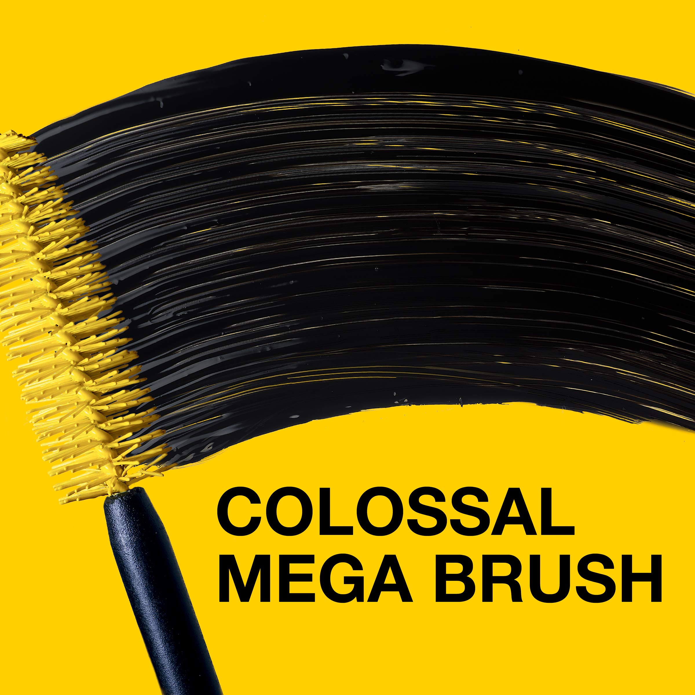 Maybelline mascara swiped on lashes demonstrating intense Glam Black payoff
