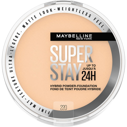 MAYBELLINE compact front view showing shade 220 and matte finish benefit