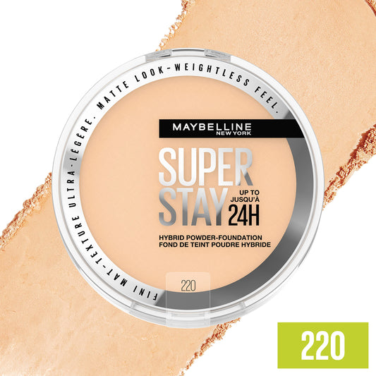 MAYBELLINE compact open showing pan and applicator for quick touchups benefit