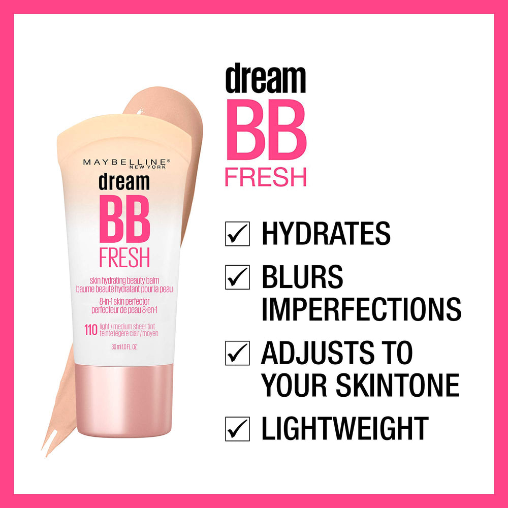 MAYBELLINE texture close-up of BB cream swipe illustrating blendable finish