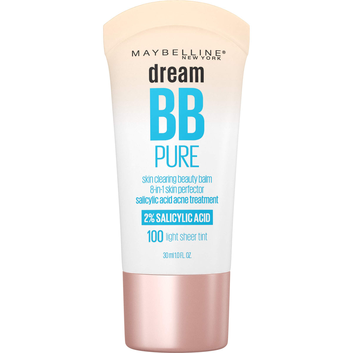 MAYBELLINE Dream Pure front packaging showing bottle and benefits for quick identification