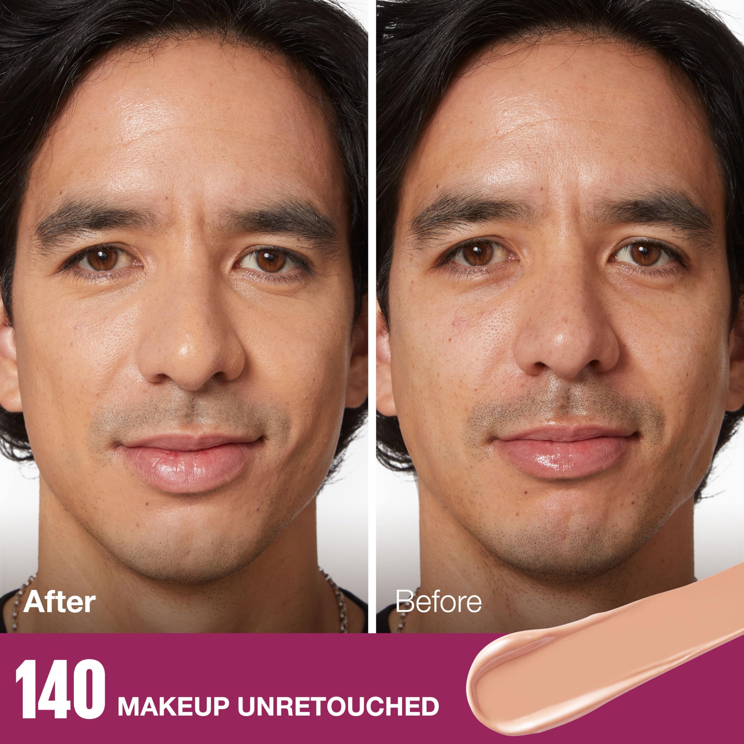 MAYBELLINE texture swatch on skin showing creamy blendable coverage benefit