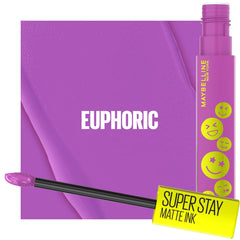 Maybelline Euphoric swiped on lip showing matte texture and intense pigment benefit