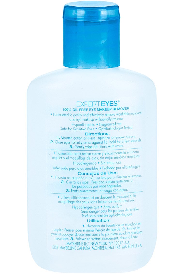 Maybelline remover used with cotton pad to gently remove eye makeup, leaving clean lids
