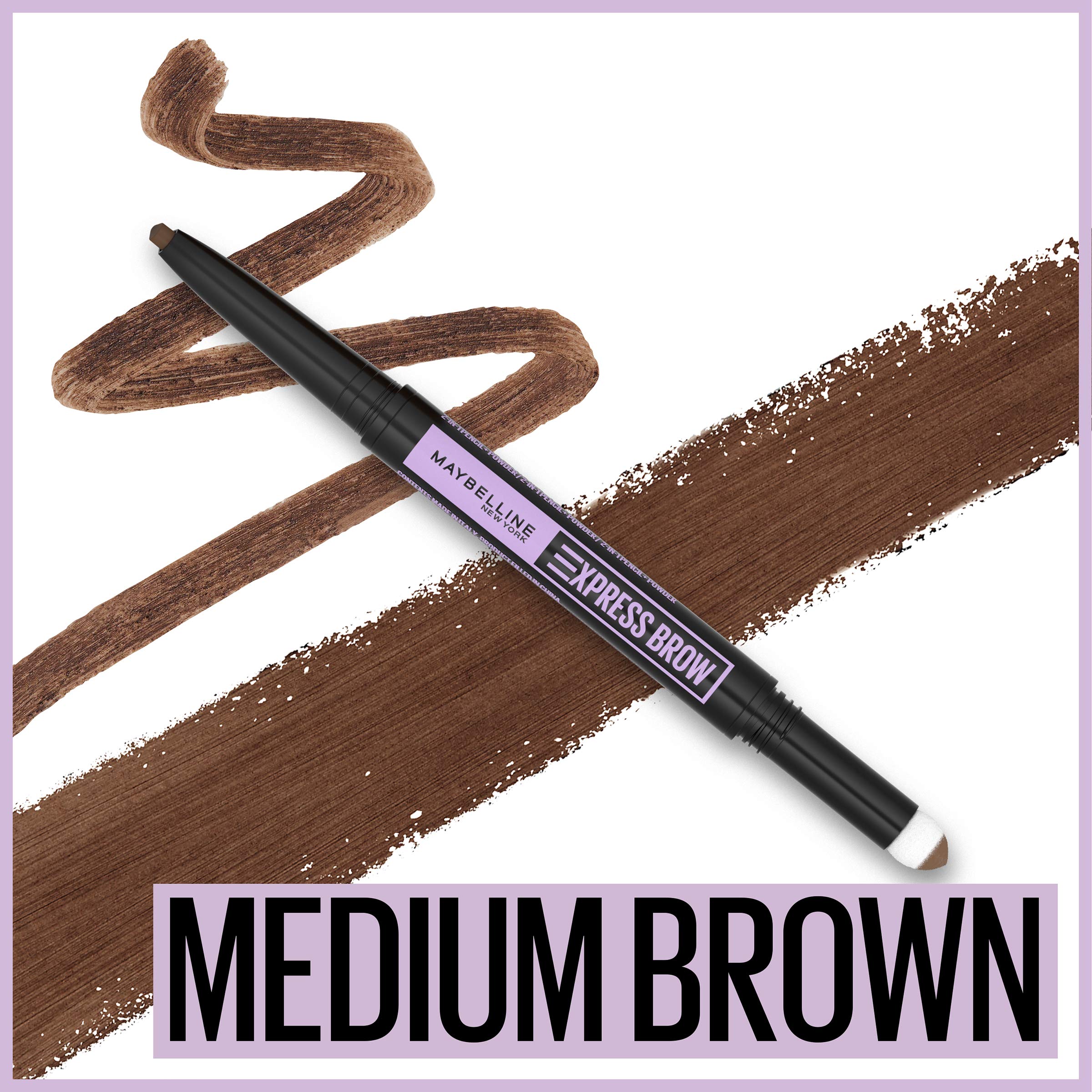Maybelline dual-ended brow close-up displaying both pencil and powder sponge for fast shaping