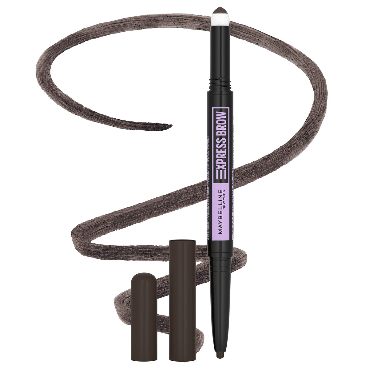 Maybelline product front packaging showing full dual-ended brow tool benefit