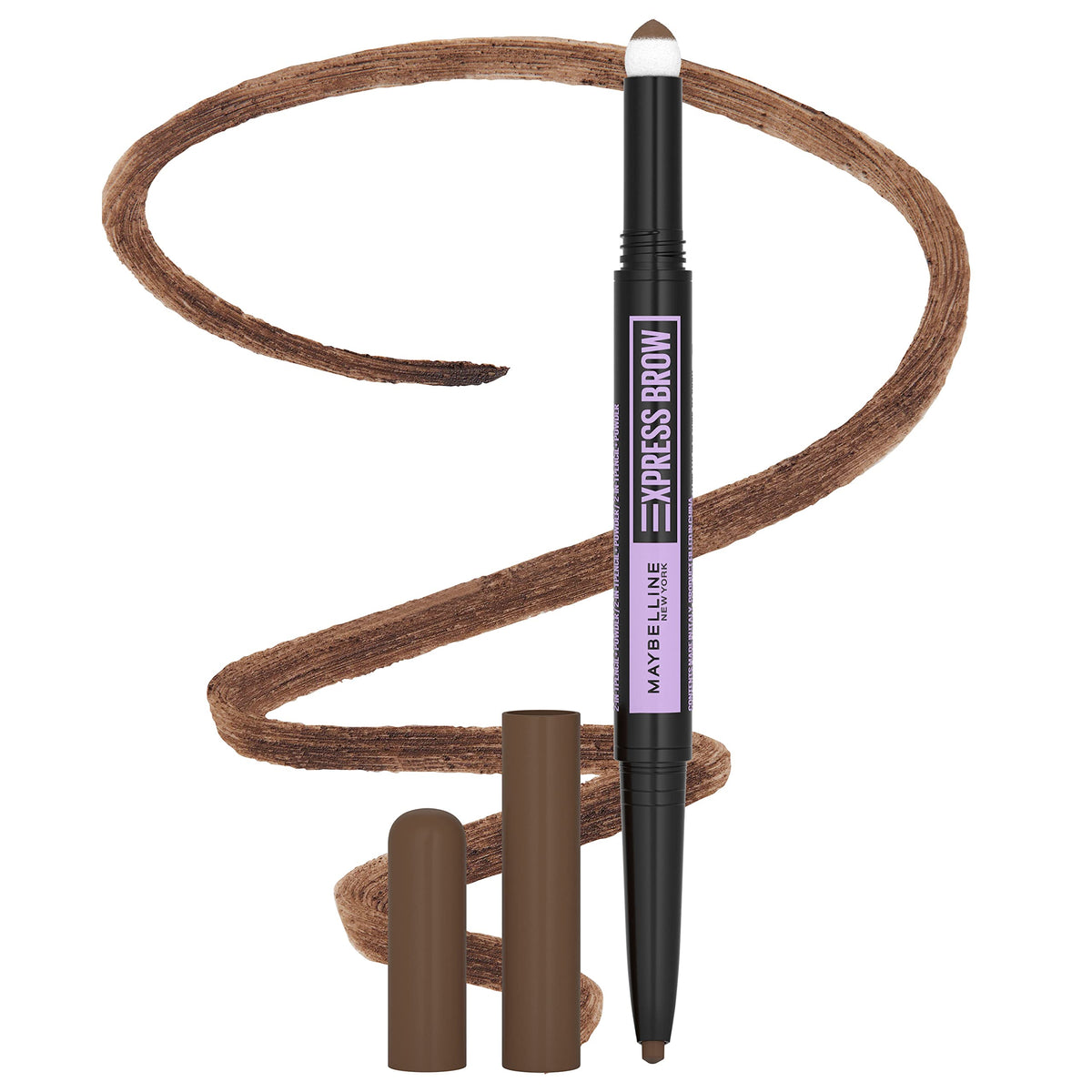 Maybelline product front view showing compact dual brow tool and branding for easy storage