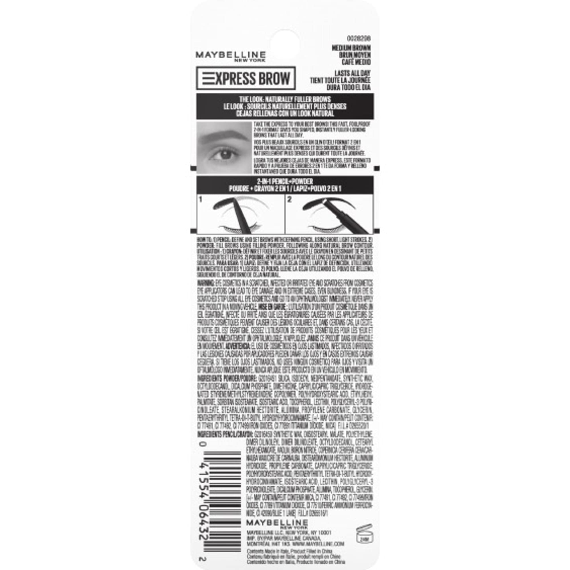 Maybelline packaging back label with ingredient and safety details for informed buyers