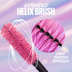Maybelline mascara applied on model demonstrating lifted, volumized lash effect