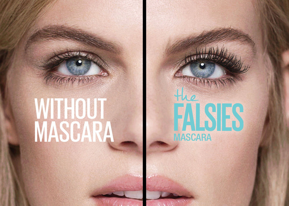 Maybelline before and after lashes illustrating fuller, separated lash effect