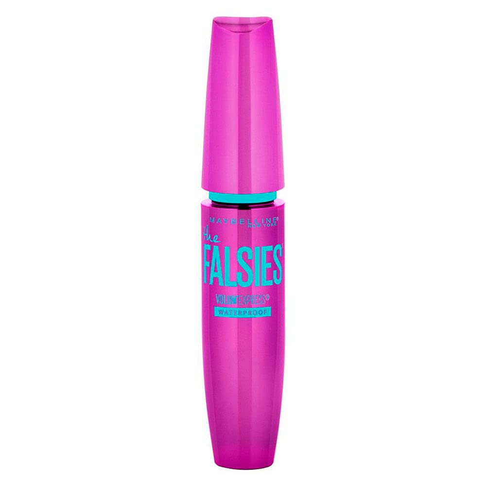 Maybelline mascara front packaging showing product benefits and very black shade