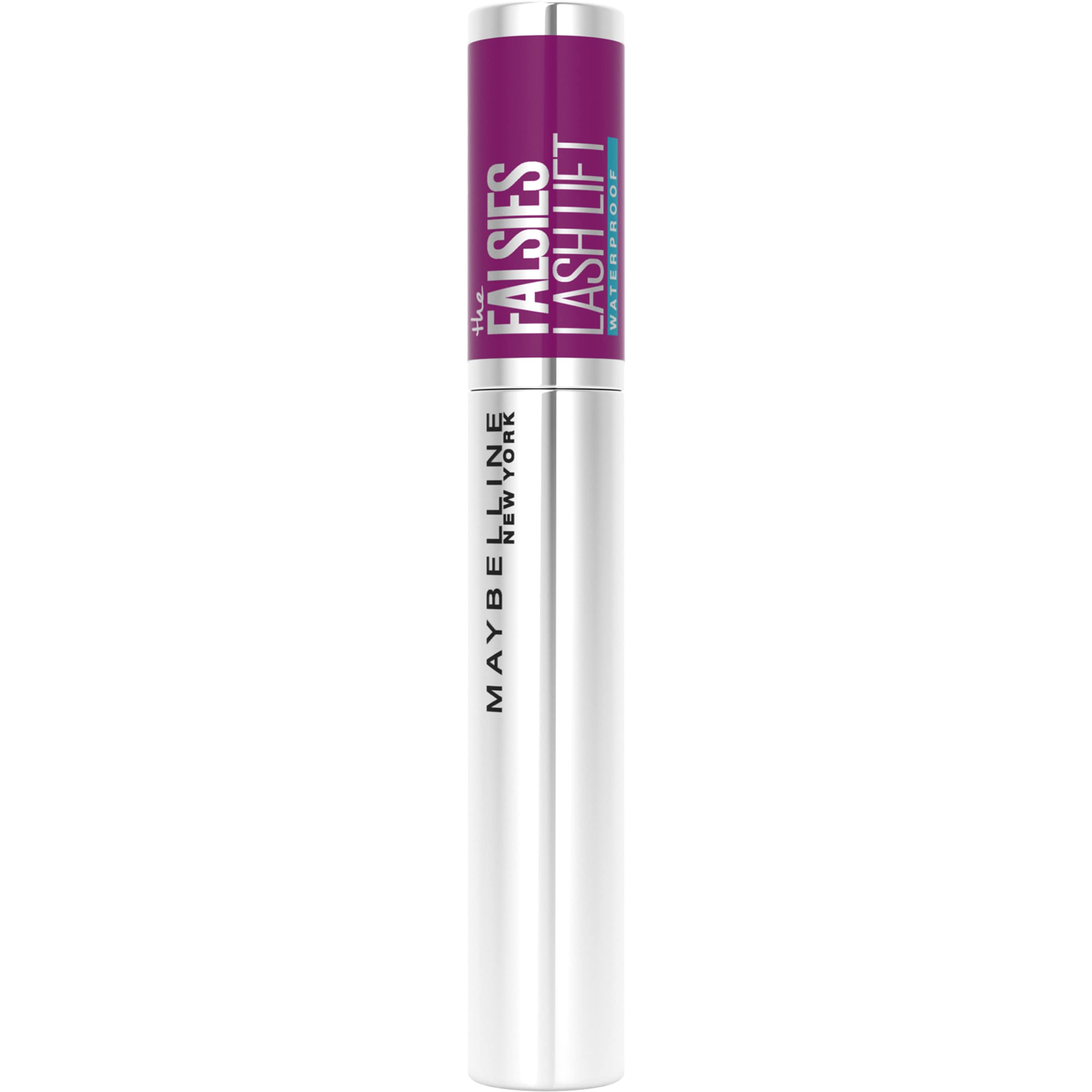 MAYBELLINE split before and after lashes showing increased length and thickness benefit