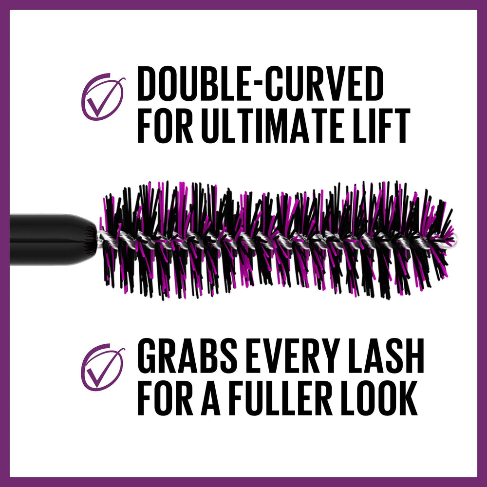 MAYBELLINE open wand displaying fiber-infused mascara texture