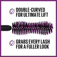 MAYBELLINE open wand displaying fiber-infused mascara texture