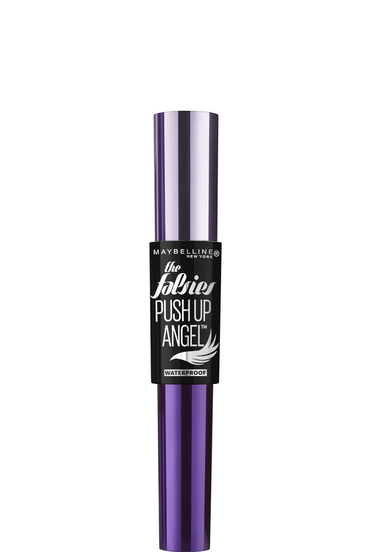 Maybelline wand closeup displaying push-up wing brush for lifted lashes
