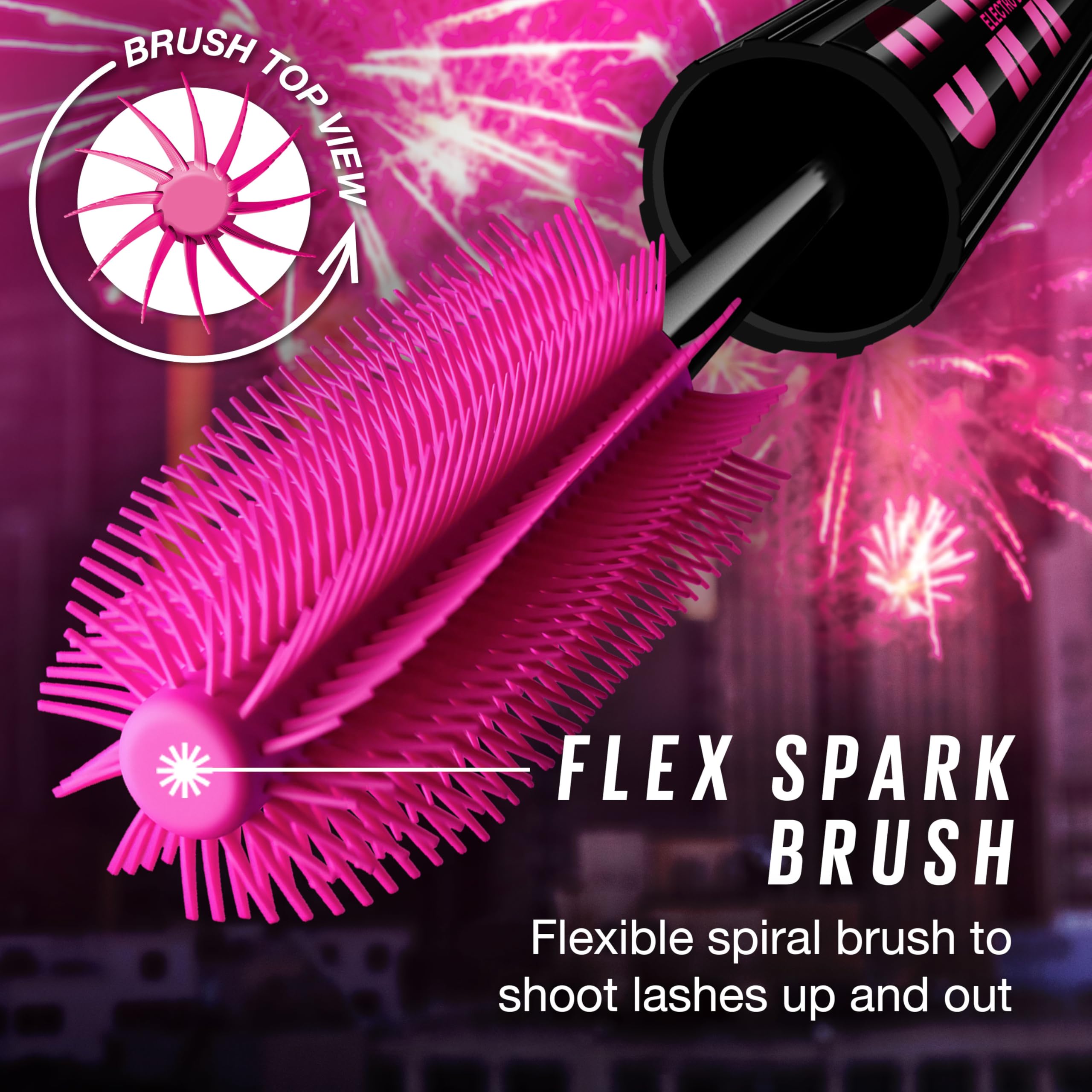 Maybelline Firework bristle spiral detail highlighting brush design for 360° separation