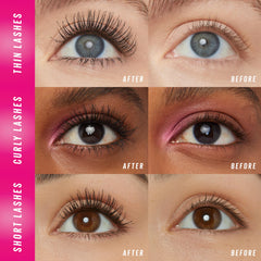 Maybelline brush detail close-up showing SuperSpark spiral bristles for lifted lashes benefit