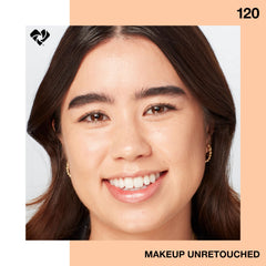 Maybelline Fit Me applied with sponge showing dewy, even finish
