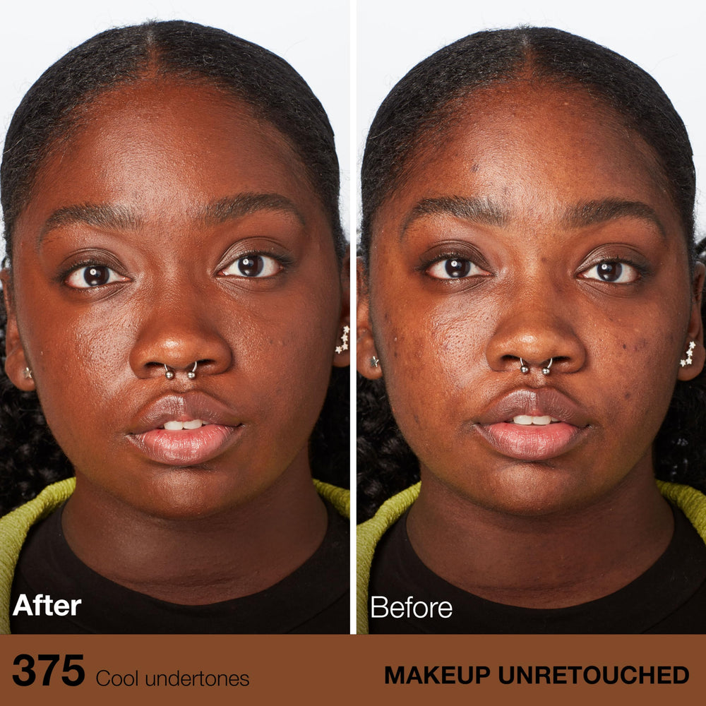 Maybelline Fit Me applied with sponge illustrating even, buildable coverage