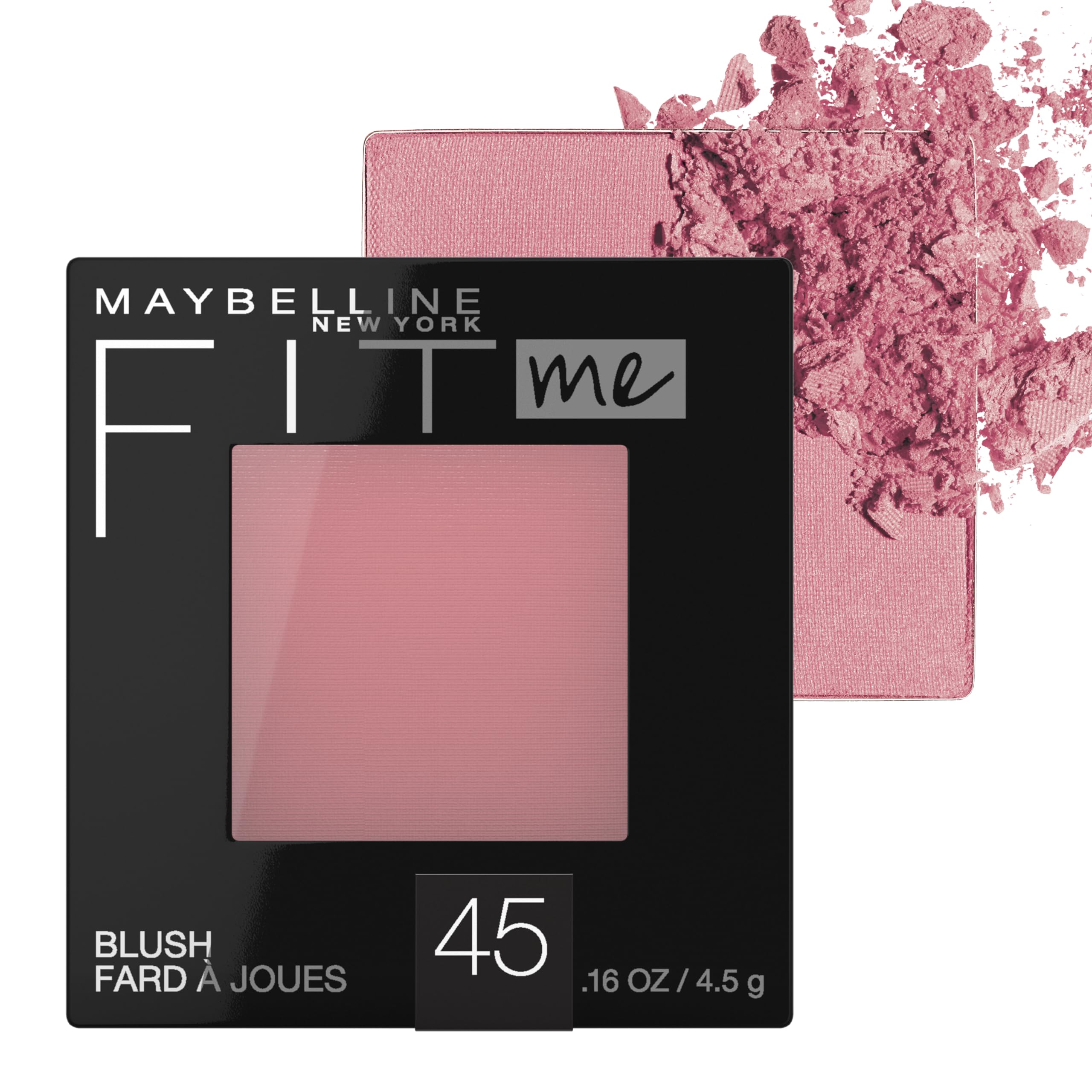 Maybelline Fit Me blush compact front view showing clean packaging and shade indicator