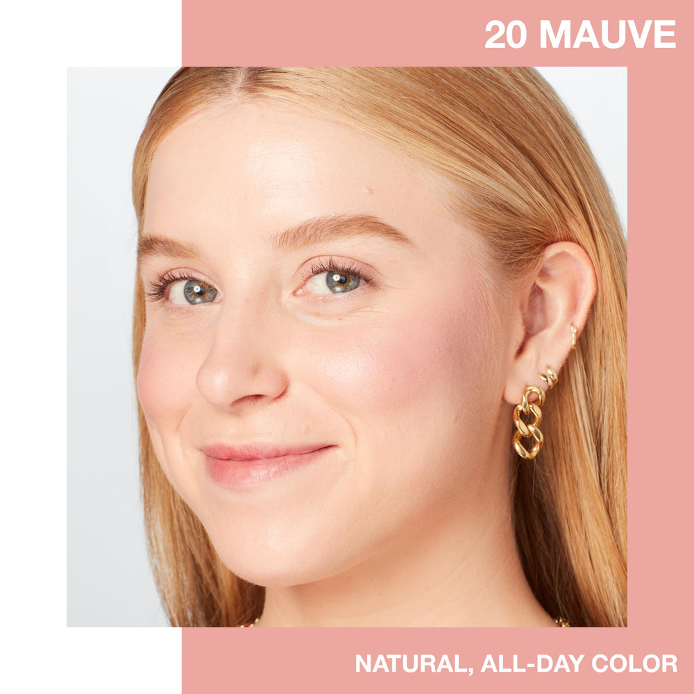 MAYBELLINE open compact mauve blush displayed for true-to-tone shade view