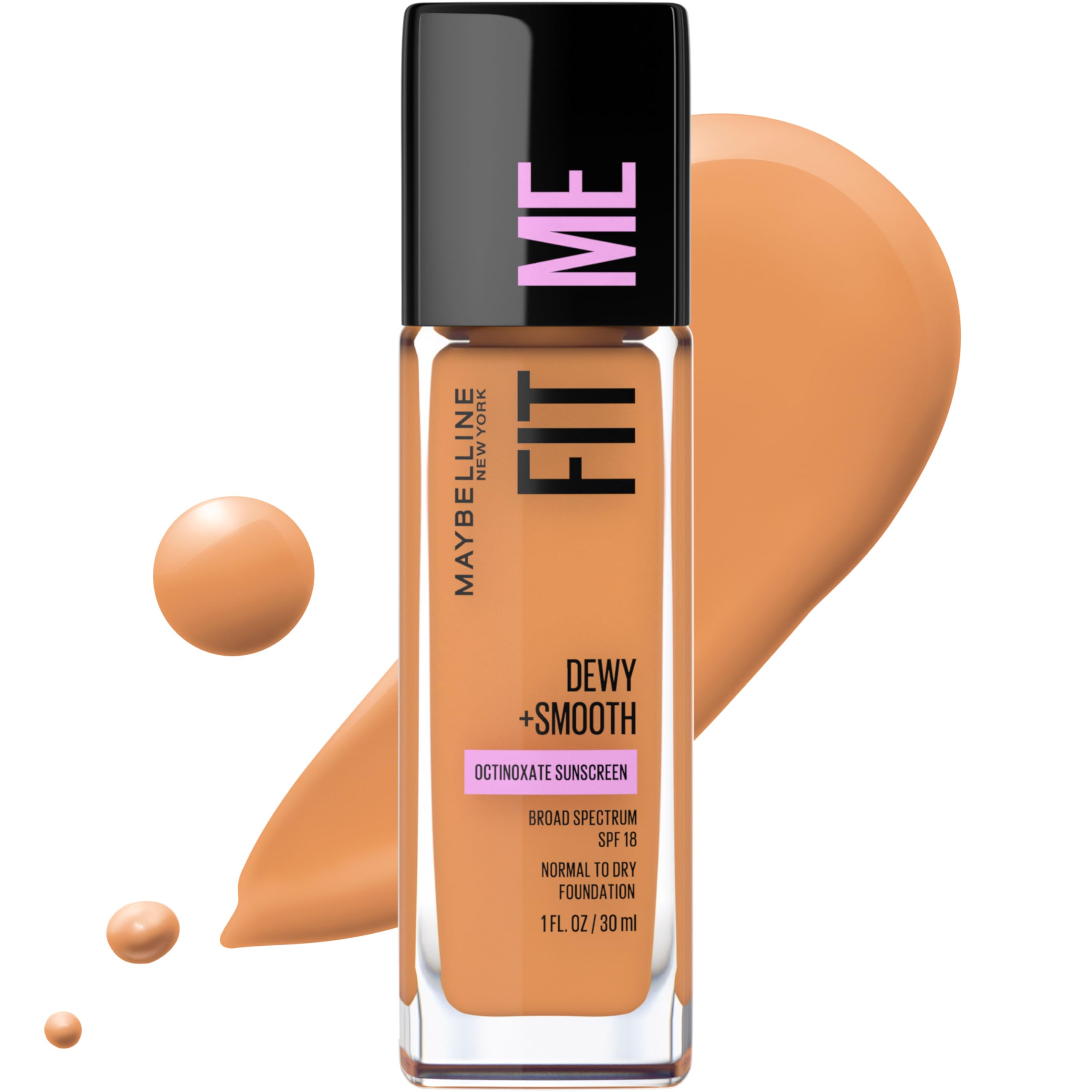 Maybelline Fit Me front packaging showing bottle and label with product benefit