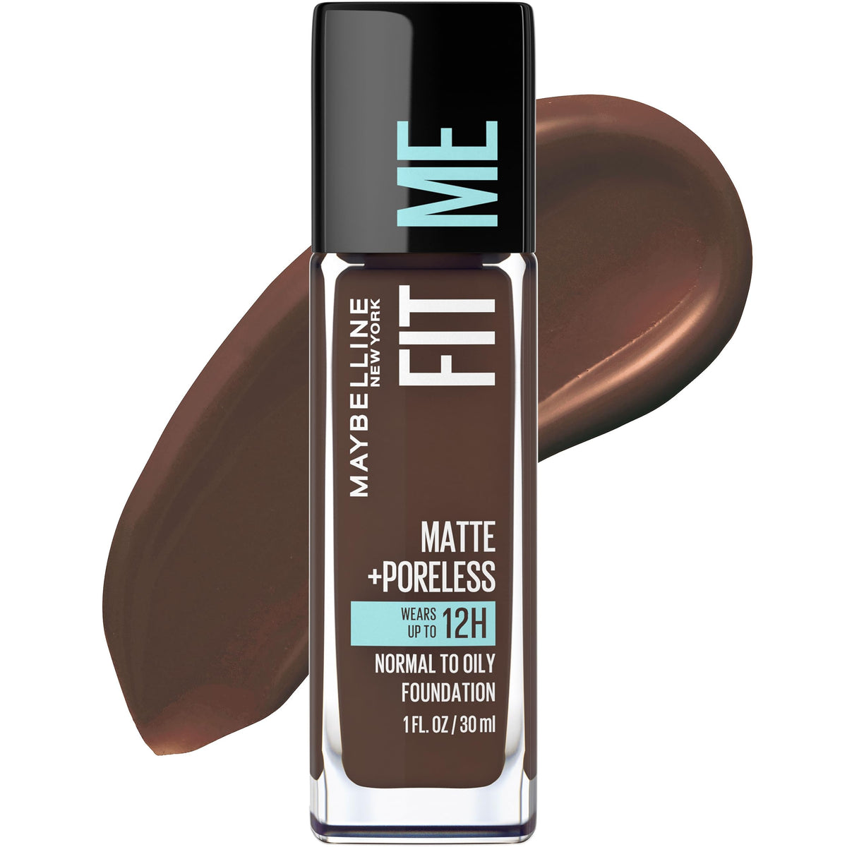 Maybelline bottle front view showing fit me espresso and matte finish benefit