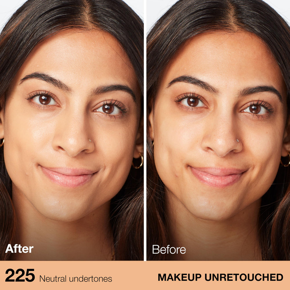 Maybelline Fit Me foundation texture close-up highlighting hydrating, luminous finish