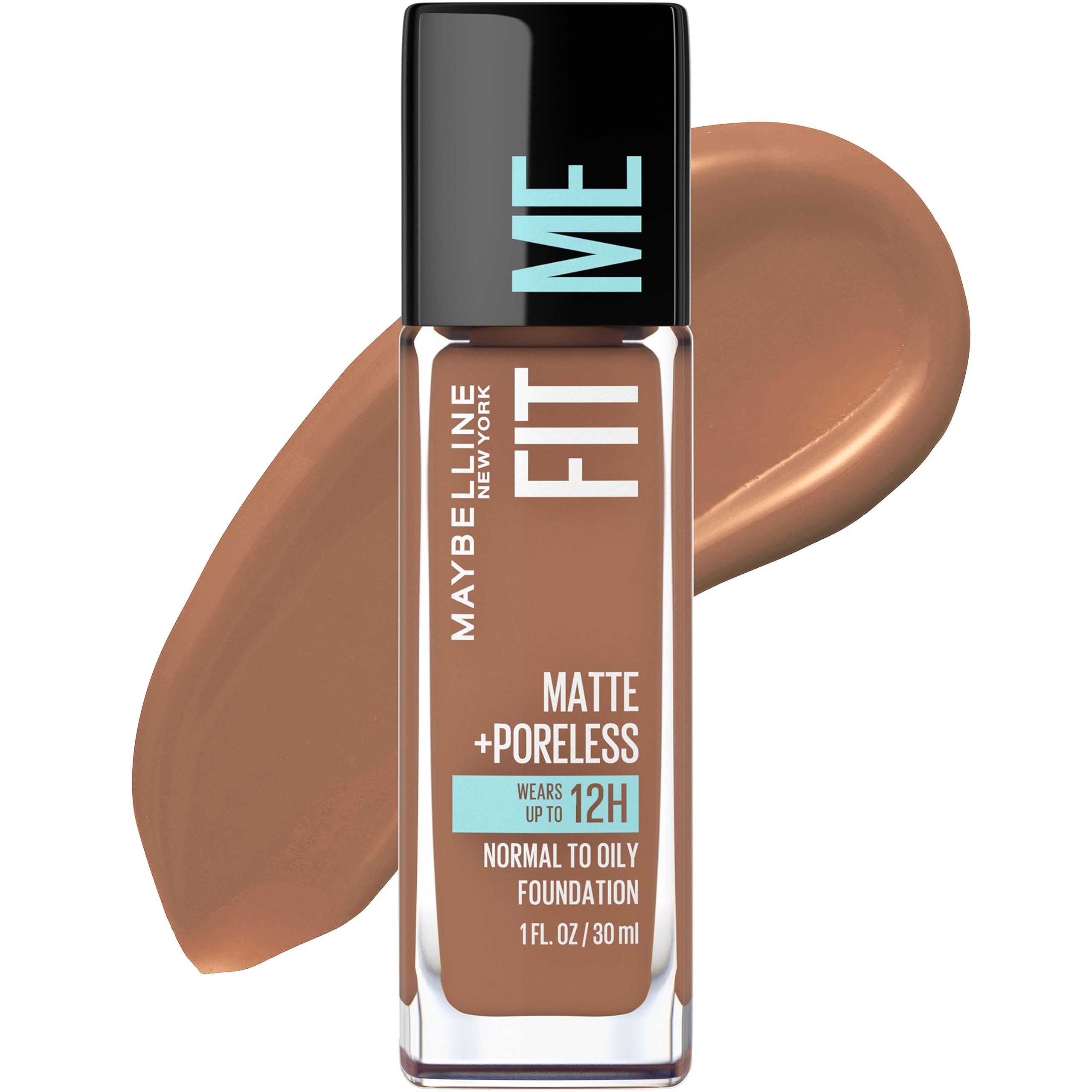 MAYBELLINE front packaging of Fit Me Matte + Poreless Latte showing label and shade