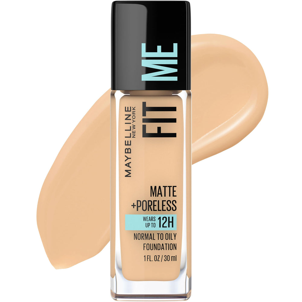 MAYBELLINE front bottle of Fit Me Warm Nude showing packaging and shade benefit