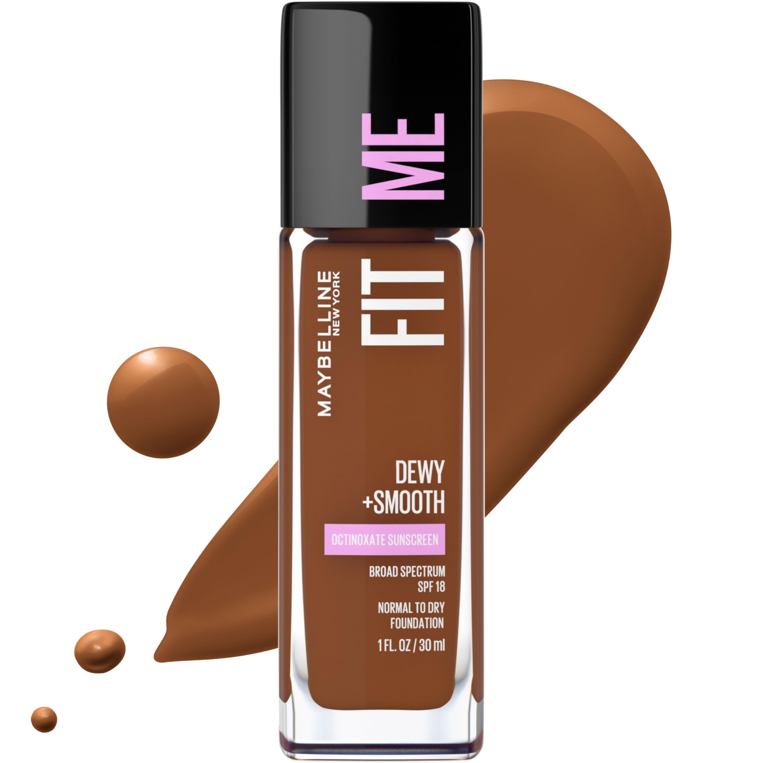 Maybelline Fit Me front packaging showing shade Java and product benefit