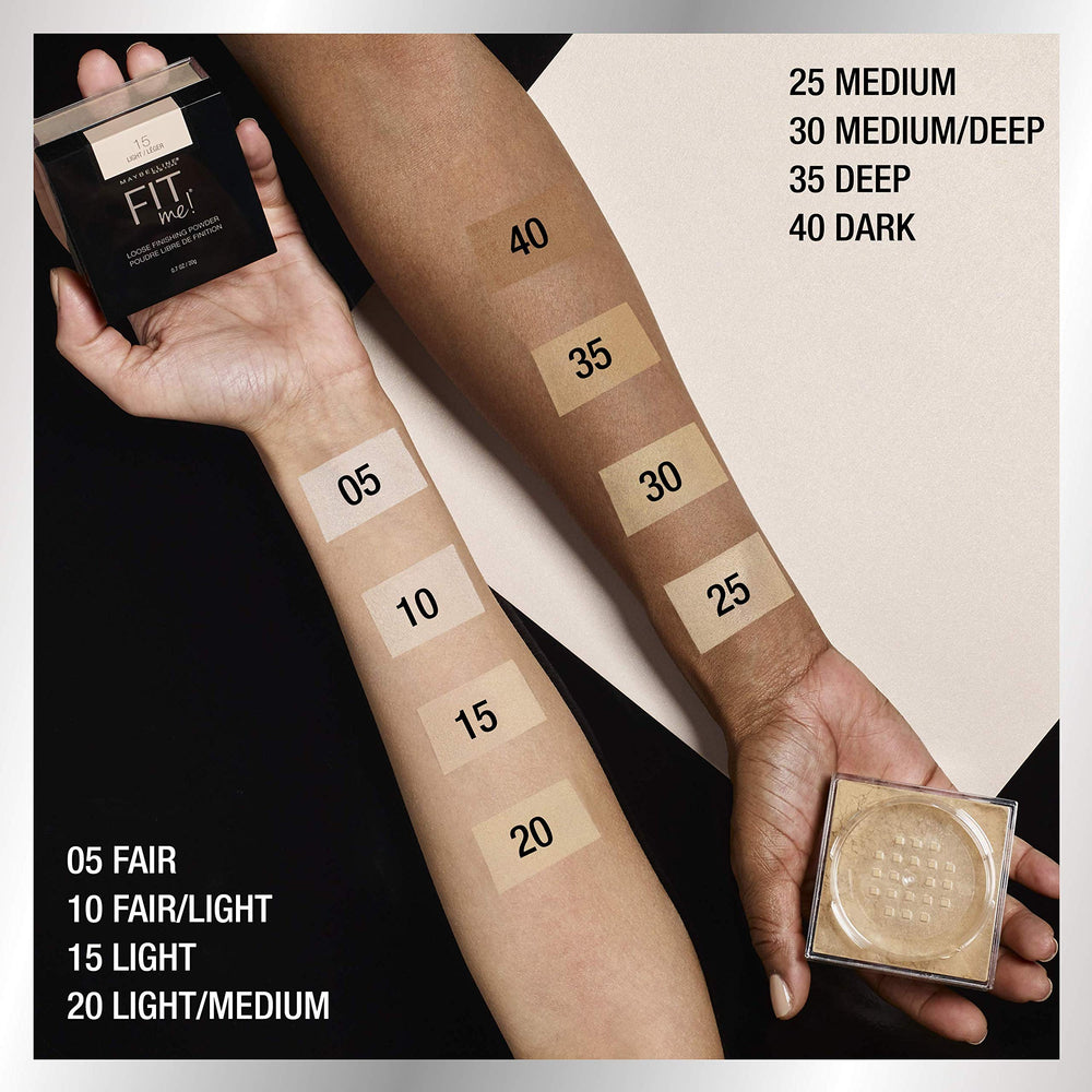 MAYBELLINE brush applying powder to face demonstrating even, mattifying finish