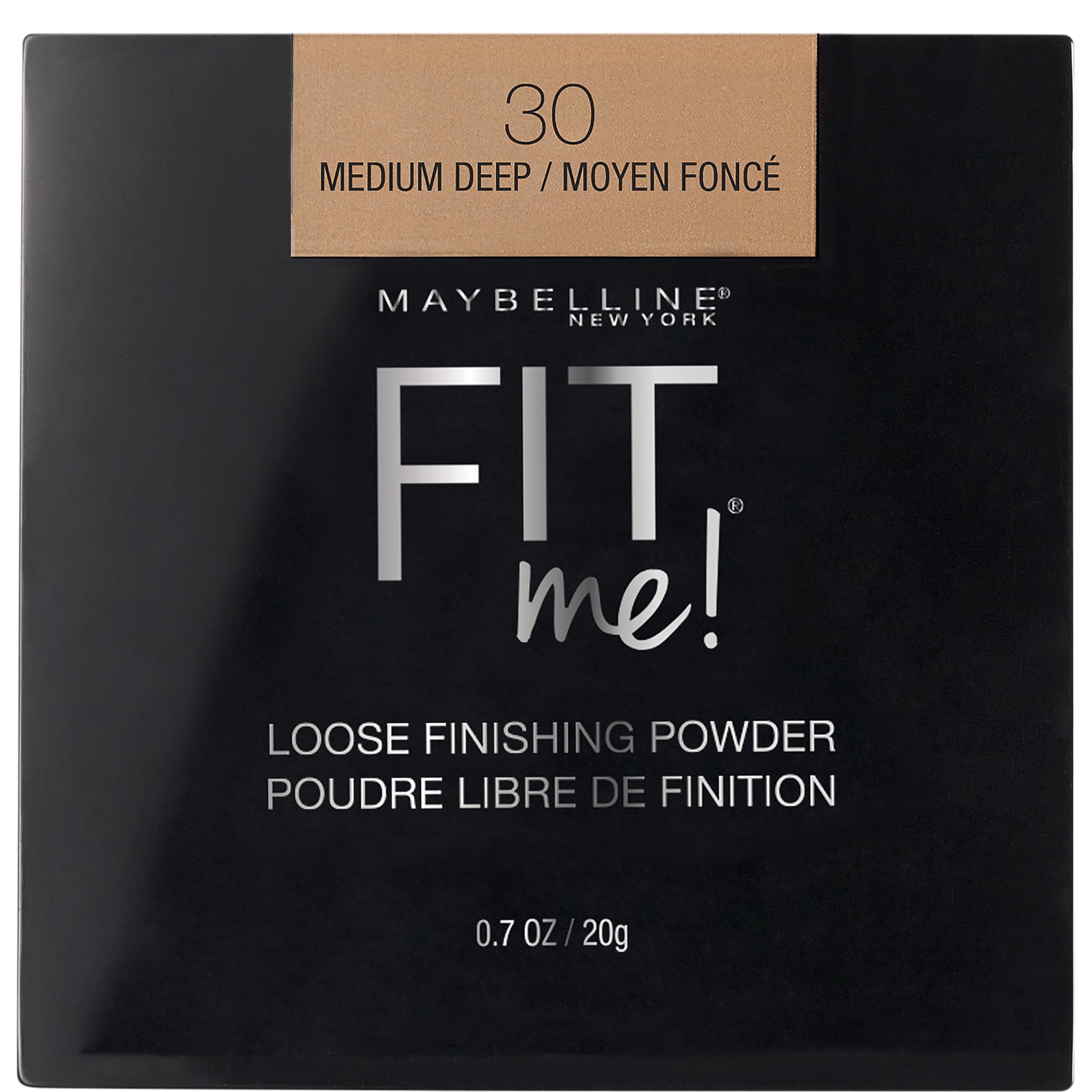 Maybelline Fit Me loose jar front view showing packaging and shade