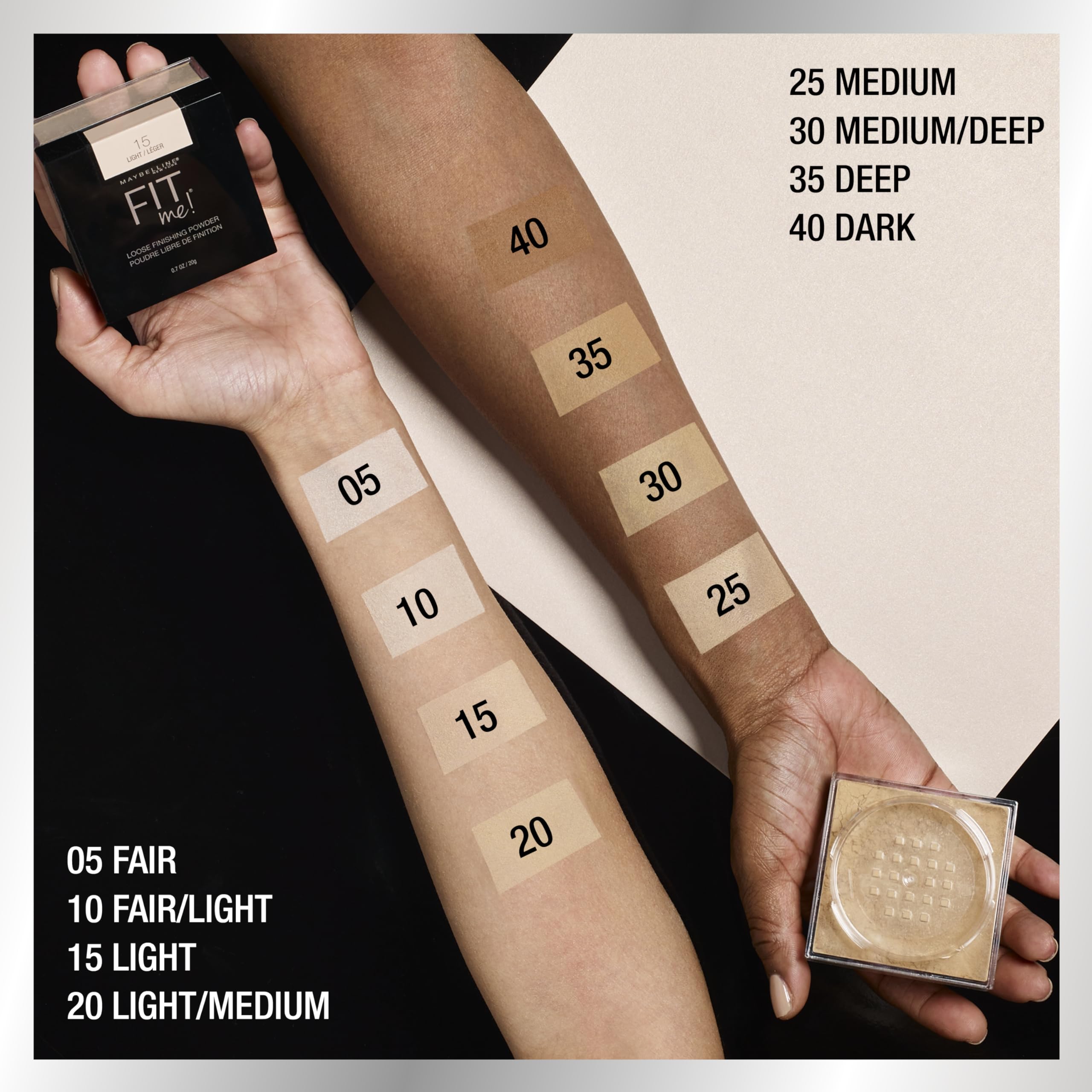 MAYBELLINE powder applied with brush demonstrating smooth application benefit: even coverage