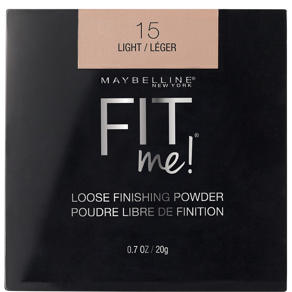 Maybelline Fit Me powder front view showing packaging and easy-to-use jar