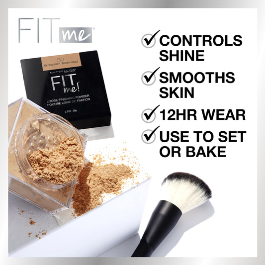 MAYBELLINE sifter close-up revealing powder holes and controlled dispense benefit: mess-free use