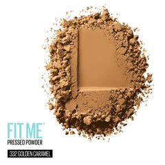 Maybelline open compact revealing Golden Caramel shade and smooth pressed surface