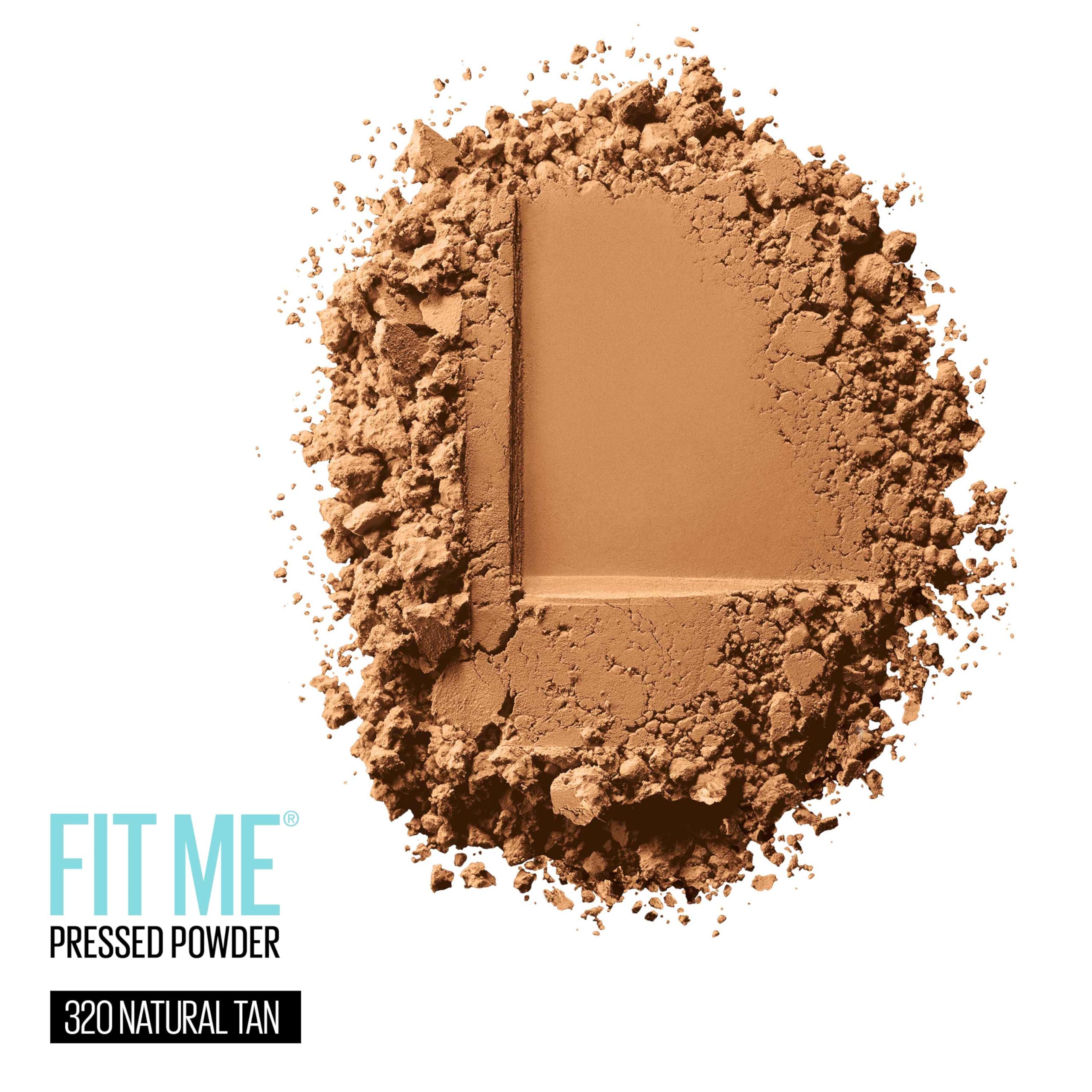 Maybelline compact opened to reveal Natural Tan pressed powder for smooth finish