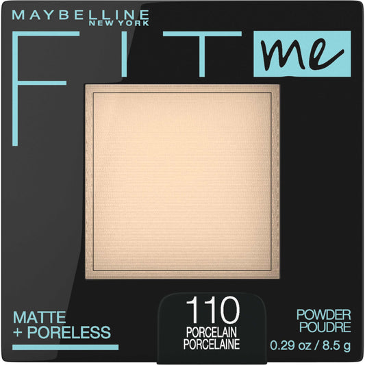 Maybelline compact front view showing sleek powder case and brand logo benefit portable finishing