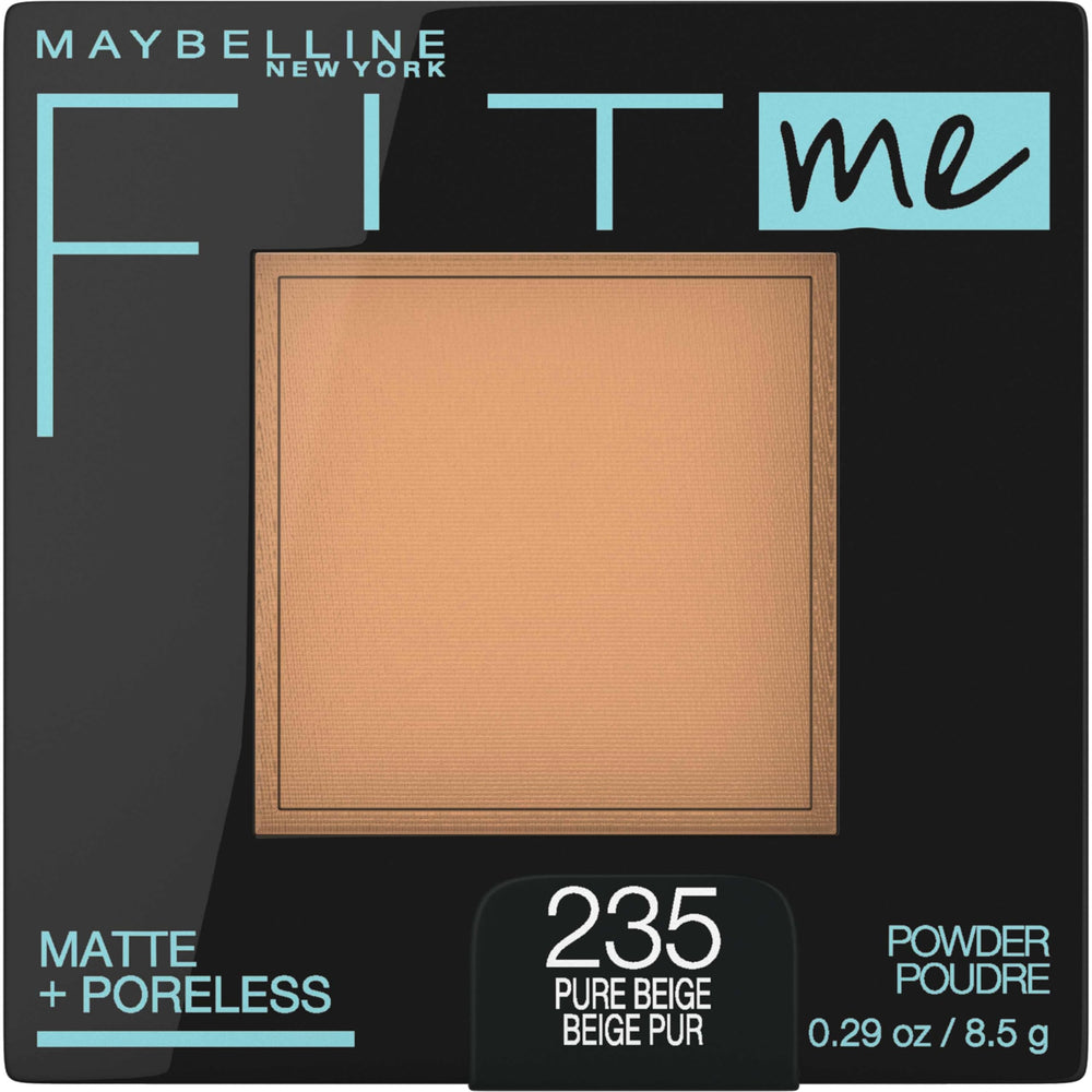 Maybelline Fit Me powder front view showing compact and branding for clean finish